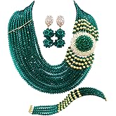 aczuv Crystal Royal Blue Beads Jewelry Set African Necklaces for Women Nigerian Wedding Jewelry Sets