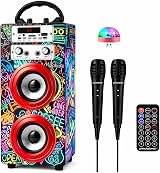 Dynasonic Karaoke Machine 2 Microphones Portable Bluetooth Speaker Lights USB SD view 1