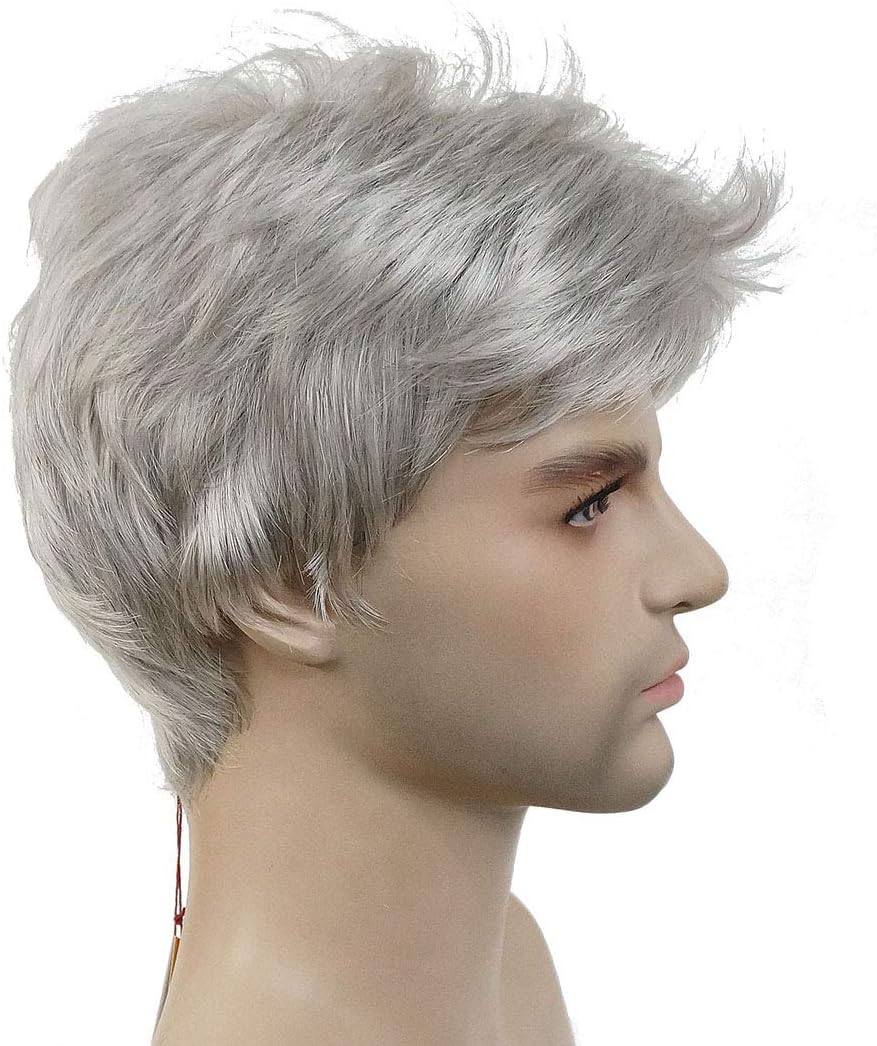 Lydell Men Wig Natural Short Straight Hair Synthetic Full Wigs (51 Silver Grey), #51, 6 Inch (Pack of 1) - Image 3
