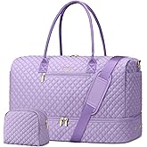 Travel Bag Weekender Bags for Women - Carry on Overnight Bag with Shoe Compartment Duffle Bag with Laptop Pocket Light Purple