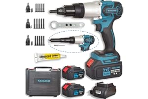 2-in-1 Cordless Rivet/Rivet Nut Tool, Battery Powered Rivet Nut Gun for Nuts(1/4", 5/16", 3/8"), Electric Pop Rivet Gun for B