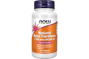 NOW Foods Supplements, Natural Beta Carotene 25,000 IU, Essential Nutrition, 90 Softgels