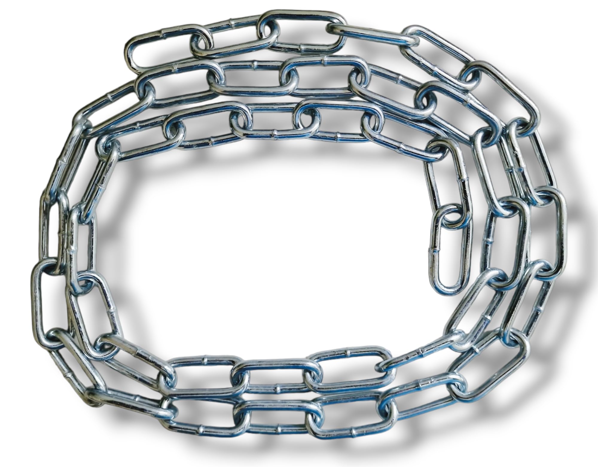 Heavy Duty Galvanised Metal Link Chain Thick Stainless Steel for Bike Lock Padlock Security Gate Fence Gym Weight Lifting Extra Strong Long Length Welded Hot Metal Dipped Polished (4MM, 3 Metre)