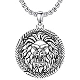 YOAIYOJIA Animal Necklace for Men Women 925 Sterling Silver Lion/Snake/Wolf Pendant Necklace for Birthday Christmas