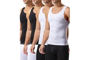 Casey Kevin Mens Compression Tank Top Sleeveless Shapewear Shirt Slimming Vest Gynecomastia Tummy Control Undershirts 4 Pack