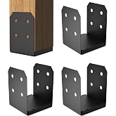 vikofan 4PCS 8x8 Post Base Black Brackets for Pergola Gazebo Playset | E-Coated &amp; Powder Coated, 1" Standoff, 2mm Steel