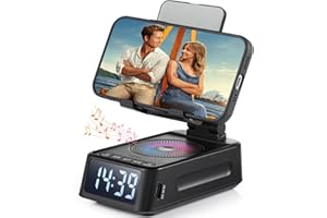 IFKOO Gifts for Men Women, Phone Stand with Bluetooth Speaker&Clock, Birthday Gifts for Him, Phone Holder with Wireless Speaker, Ideal for Dad Mom Husband Boy, Cool Tech Gadget for Men