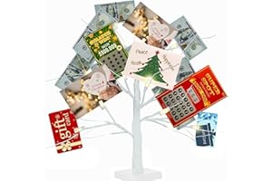 YPDTACOSU Money Tree Gift Holder, 2FT 24 LED Birch Tree with 12 Clear Clips, Battery Powered Lighted Display Card Trees for Christmas,Wedding, Photo Memo, Birthday Graduation（White）