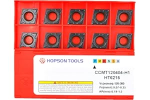 Hopson Tools Carbide Turning Inserts Ccmt431 / Ccmt120404-PF for Finishing Cutting Steel, CCMT for Lathe Turning Tools, 10 PCS.