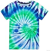 siliconewidget Boys Tie Dye Shirt Size 4-14 Kids Girl Tie Dye Shirts Short Sleeve Hippie Tshirt