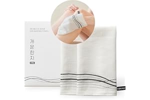 DEARCUS Korean Exfoliating Washcloth Towel 2Pcs, Hanji Bath Washcloths Mitt Scrub Body Washcloth Glove, Skin Irritation Free Korean Mulberry Bark, Reusable Soft and Gentle Scrubbing