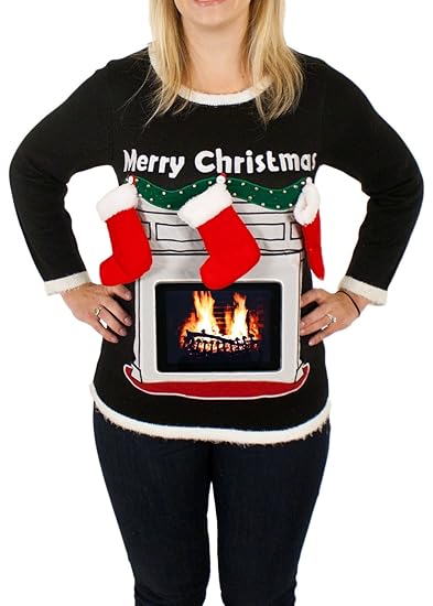 Buy Festified Ugly Christmas Sweater Women S Lighted Fireplace