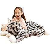 IKASA Giant Striped Cat Stuffed Animal Plush Toy,Large Kitten Big Jumbo Soft Toys,30" Huge Size Cute Plushy Fluffy Fat Plushie,Gifts for Kid