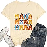 Mama Shirts for Women Funny Mama Letter Print Tshirt Graphic Casual Short Sleeve Mother's Day