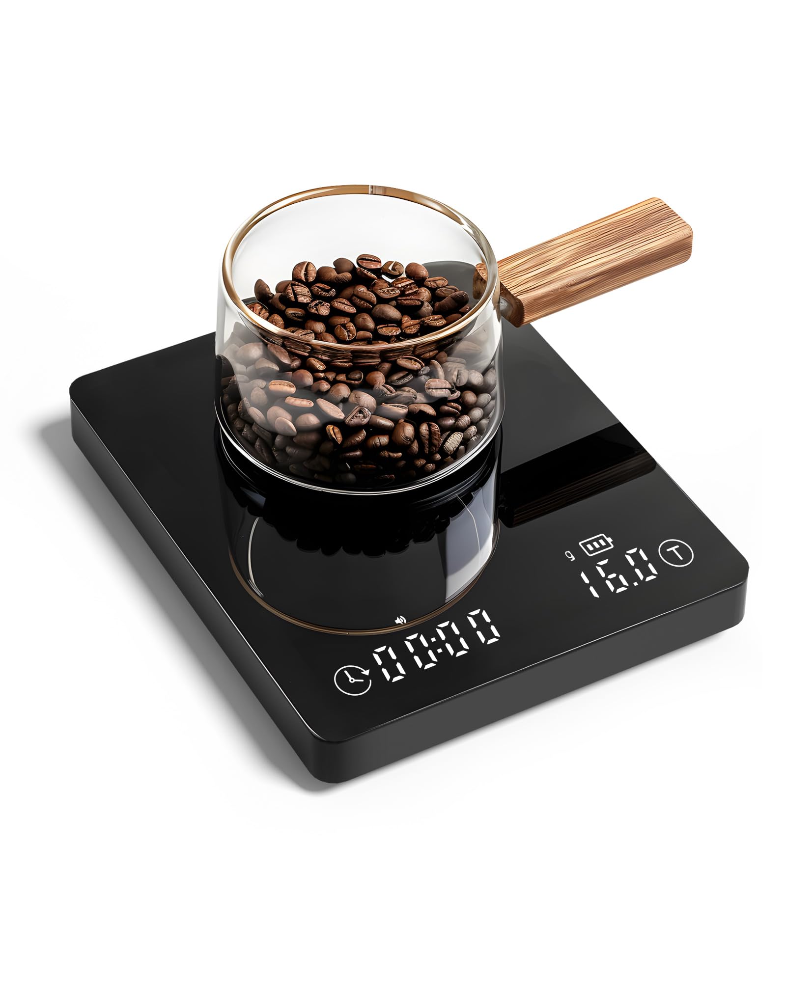 Photo 1 of Smart Coffee Scale with Timer, Rechargeable Pour Over Scale with LED Touchscreen, 2099g/0.1g Accurate Scale with Brewing & Flow-Rate Mode, Portable Digital Kitchen Scale with Auto Timing, Black
