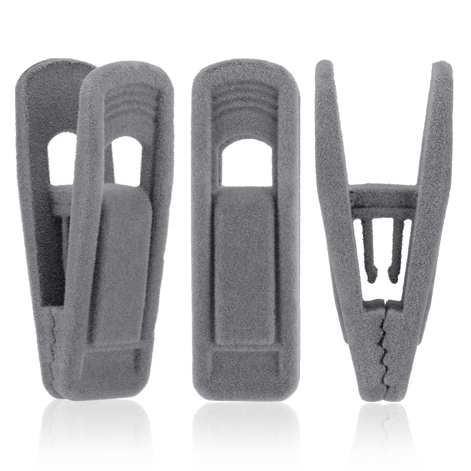 Tinfol Gray Velvet Hangers Clips Pack of 24, Pants Hangers Velvet Clips, Strong Finger Flocked Clips Perfect for Use with Slim-line Clothes Velvet Hangers — image 1