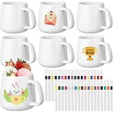 42 Pcs Make Your Own Mug Painted Ceramic Mugs to Paint Kit 12 oz Painted Mug Color Your Own Cups Water Milk Tea Mugs DIY Coffee Cup for Birthday Mothers Fathers Day Graduation Easter Christmas Gift