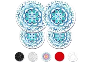 Robbins Aria - Electric Stove Burner Covers - Set of 4, Coil Protectors, Round, Range, Cooktop, Standard Size (Blue Mandala)