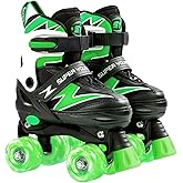 SUPER YOUNGSTER Adjustable Roller Skates Boys Kids Ages 5-8 8-12 Roller Skates Girls with Light up Wheels, Fun Rollerskate for Youth Toddlers