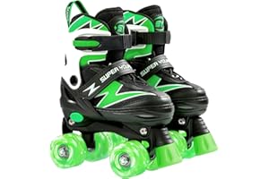 SUPER YOUNGSTER Adjustable Roller Skates Boys Kids Ages 5-8 8-12 Roller Skates Girls with Light up Wheels, Fun Rollerskate for Youth Toddlers