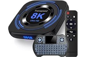 TRANSPEED Android TV Box 12.0 4GB RAM 32GB ROM Support 8K 6K Dual-WiFi 2.4G 5.8G Android Box H618 Chipset with HDR10 BT5.0 USB 2.0 3D Ethernet with Mini Backlit Keyboard