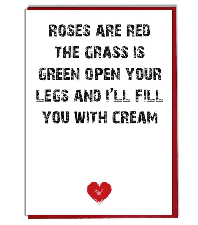 Roses Are Red Funny Rude Poem Card Valentine's Day Anniversary