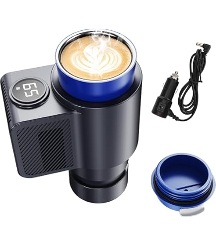 Amazon.com: Auto Car Cup Holder Heating Cooling Drinks Smart Cooler Warmer  Heater for Coffee Beverage Milk (White with Gold): Home & Kitchen