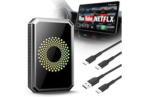 Volam 3-in-1 Wireless CarPlay Adapter Magic AI Video Box for iPhone with Net-Flix YouTube Plug and Play for Factory OEM Wired Car Play Cars & iOS 10+