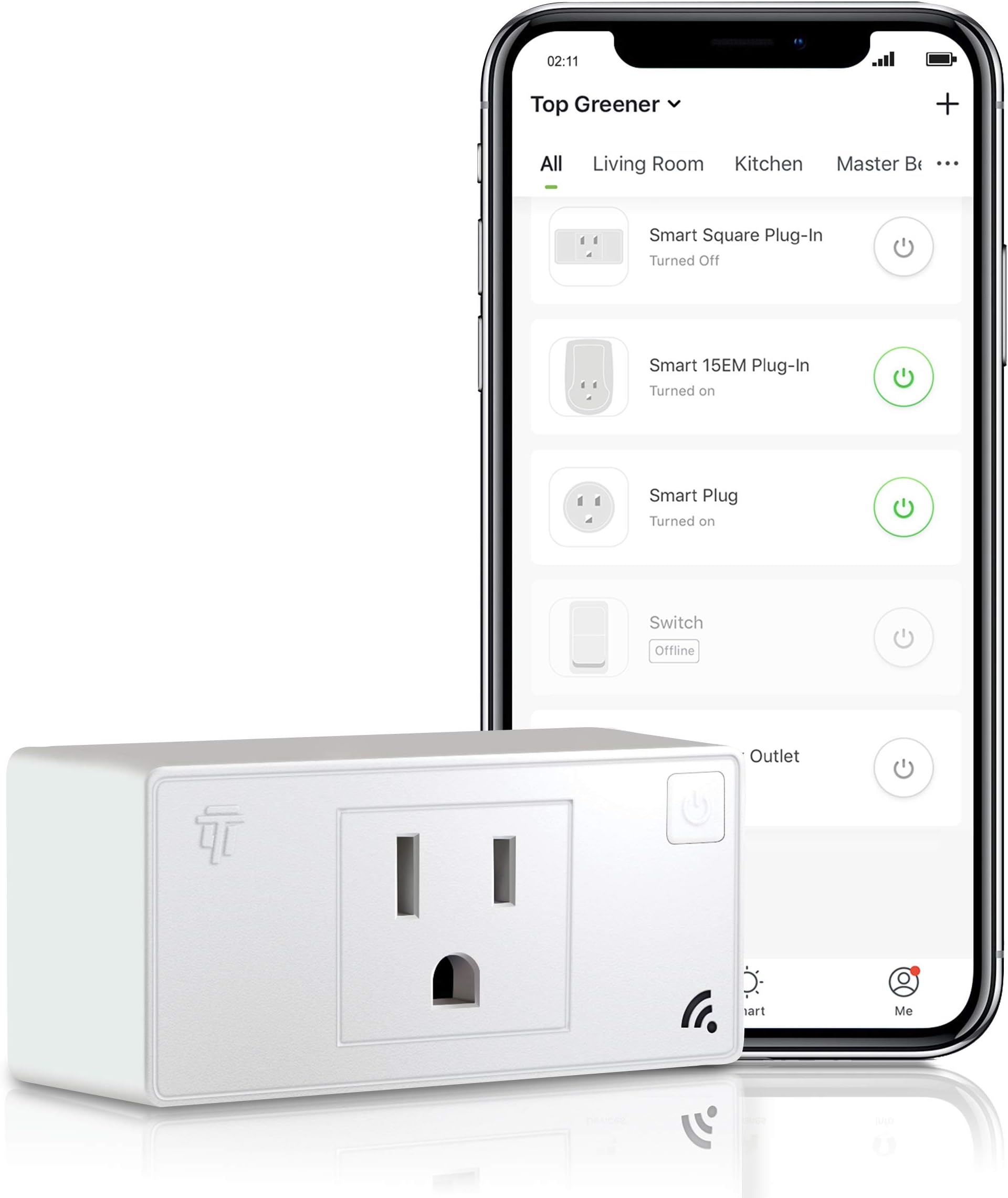 TOPGREENER TGWF115PQM Mini Wi-Fi Plug with Energy Monitoring, Mini Smart Outlet, Control Lights and Appliances from Anywhere, No Hub Required, Compatible with Alexa and Google Assistant