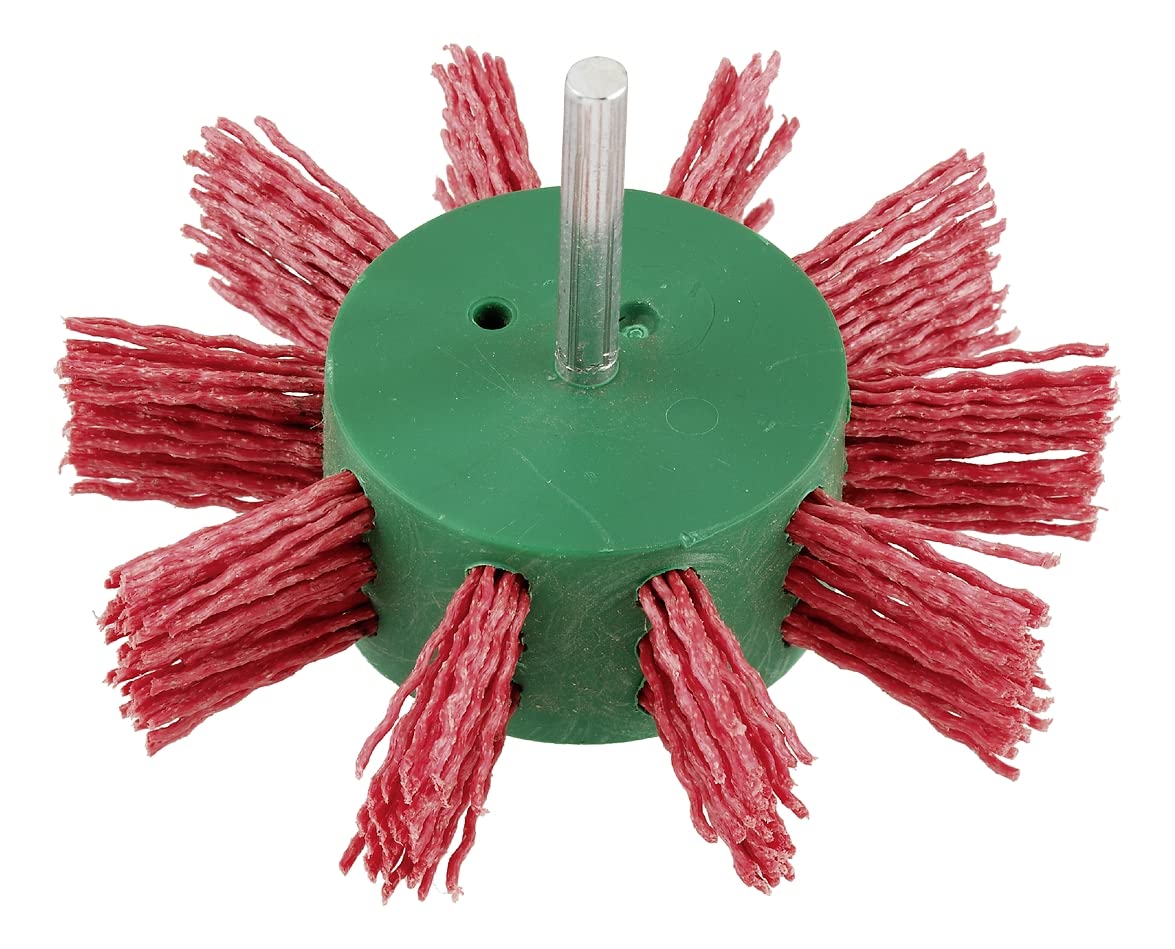 kwb Fine Abrasive Nylon Flap Brush, Ø 100 mm, for Wood, Metal, and Non-Ferrous Metals, Hex Shank Included
