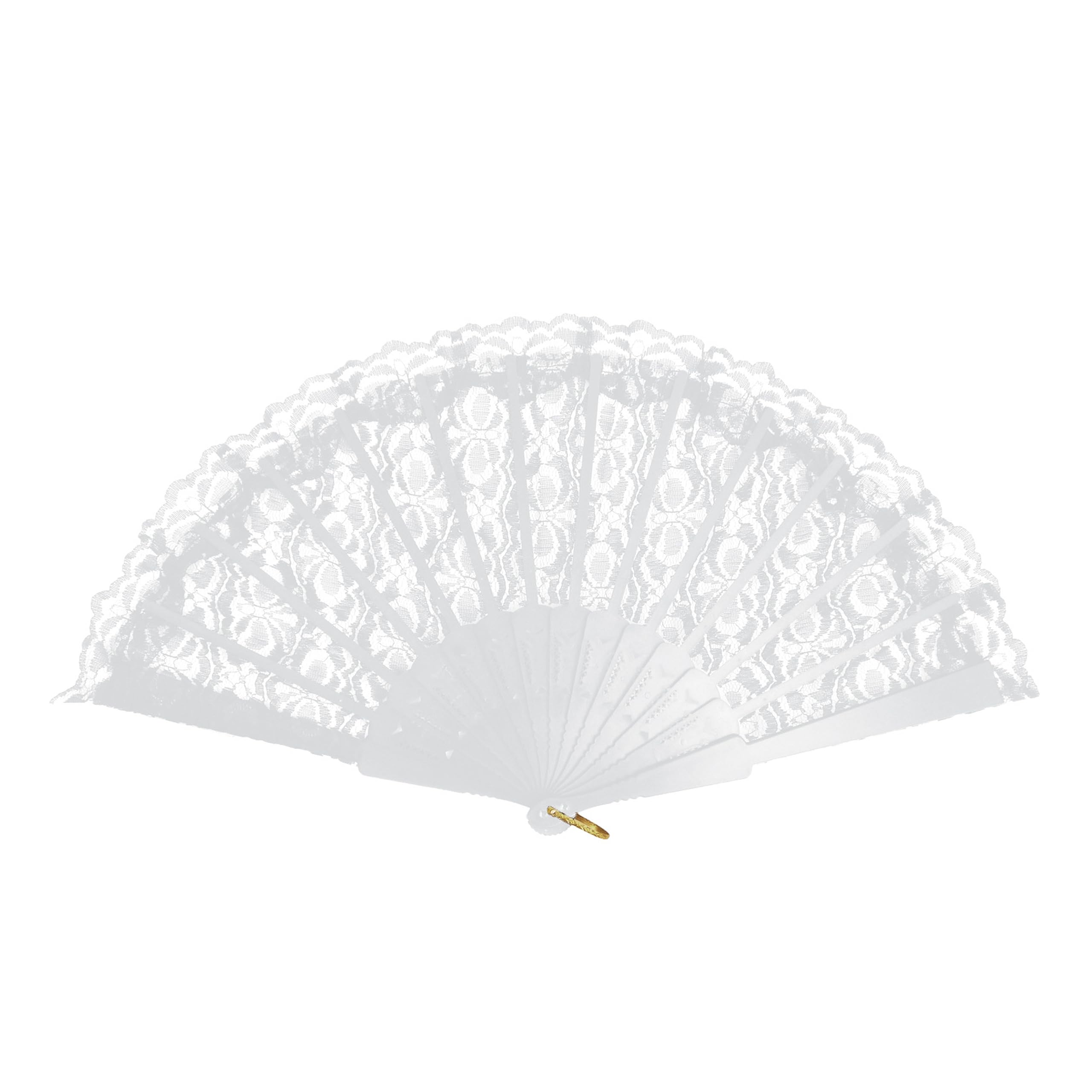 Lizzy 1 x White Lace Spanish Fan | Womens One Size Fordable Lace Fan | Hand Held Fan for Hand Wedding Party Halloween Fancy Dress Costume Accessory — image 1