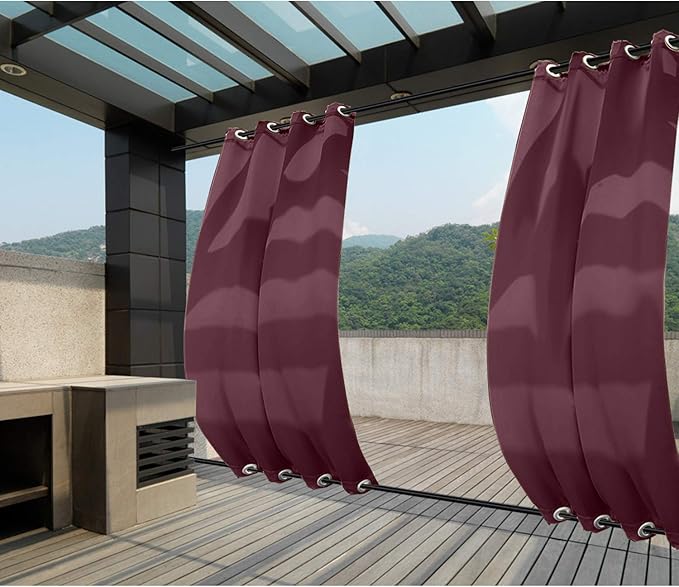 Macochico Windproof Curtains Grommet at Top and Bottom