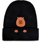Capybara Hat Beanie Gifts for Women Men - Funny Capybara Stuff Lover Capibara Cute Winter Black Knitted Hat