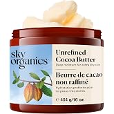 Sky Organics Raw Cocoa Butter 16oz, 100% Pure &amp; Unrefined Solid Body Butter | Deeply Hydrates &amp; Conditions Skin. Promotes Smooth Tone &amp; Texture. For Tight, Dry or Extra Dry Skin. Vegan &amp; Cruelty Free.