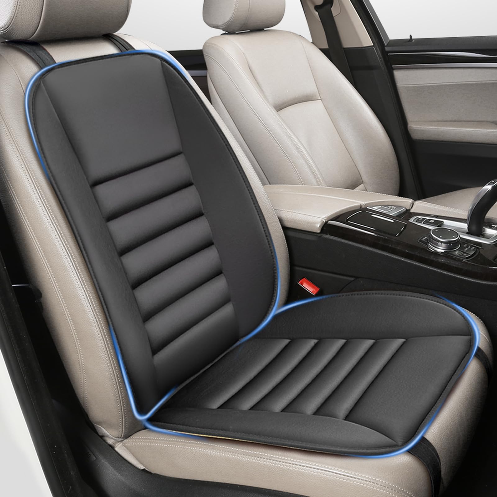 Photo 1 of Car Seat Cushion with Back Support Pillow, 1.2'' Thick Enhanced Comfort Memory Foam Design for Pain Relief, Ideal for Drivers and Office Use - Ergonomic Lumbar Comfort for Long Sitting