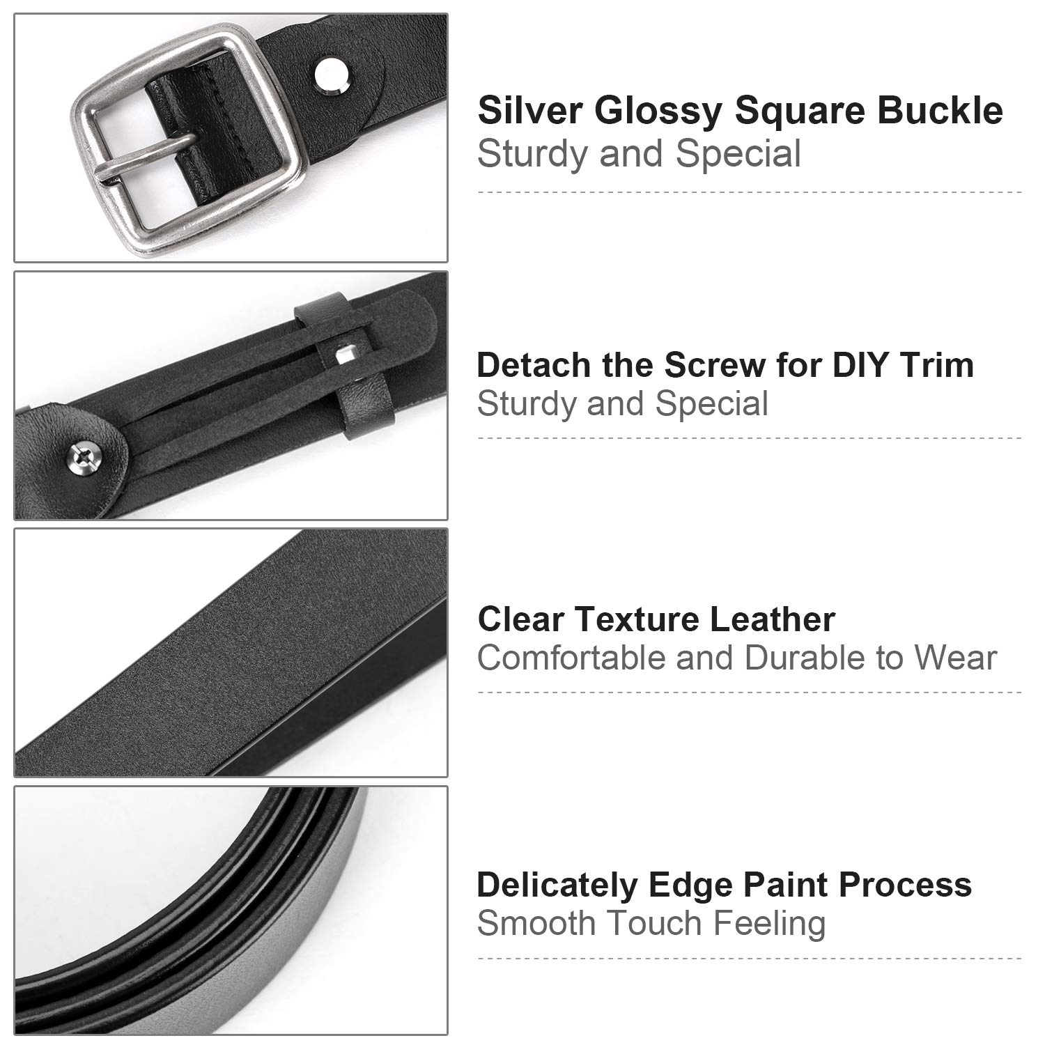 Women Leather Belt Vintage Casual Ladies Belts for Jeans Pants Square Buckle Belt For Women By JASGOOD