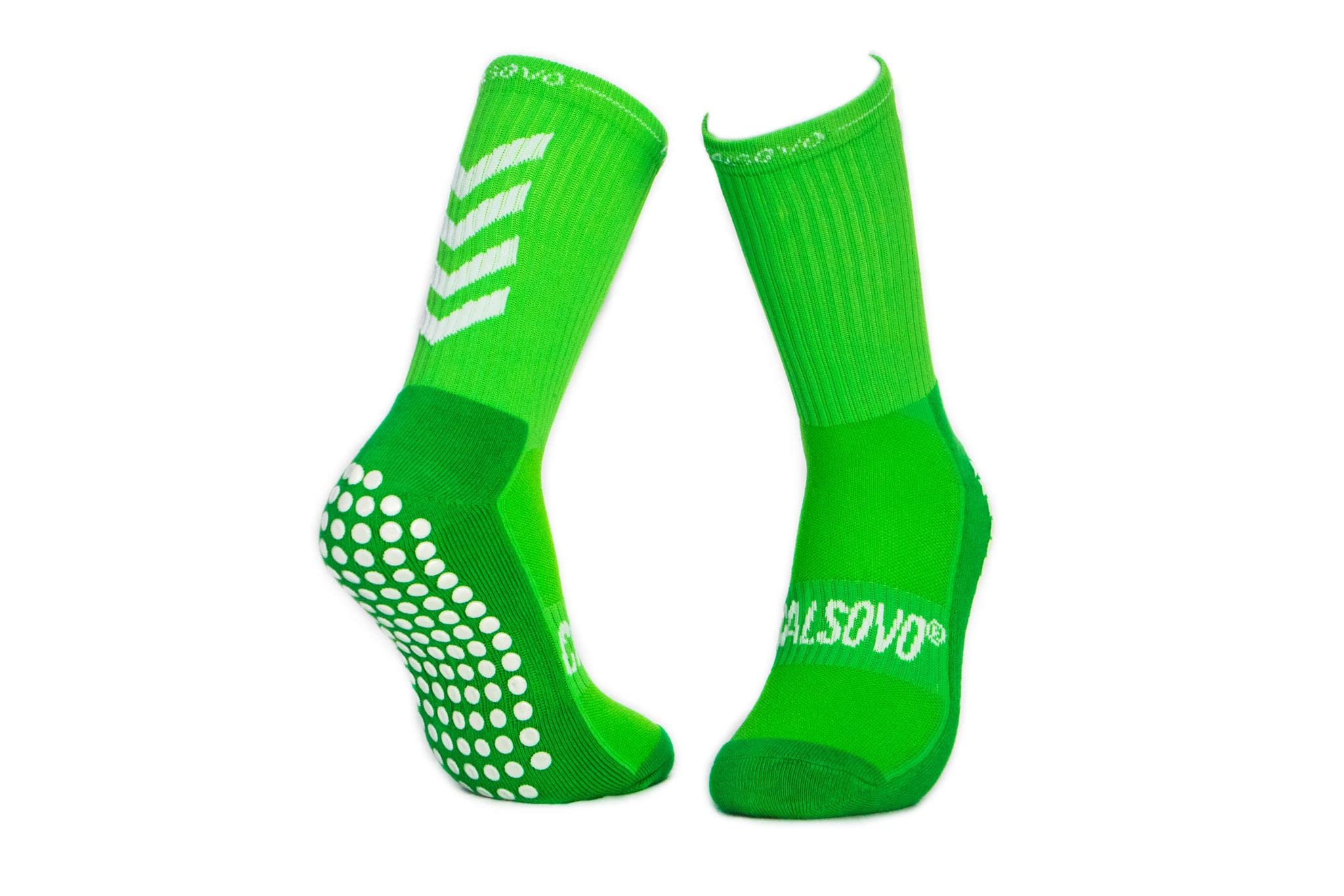 CALSOVO Unisex Adult Grip Socks, Light Green Sports Socks (Anti Slip), 44-46