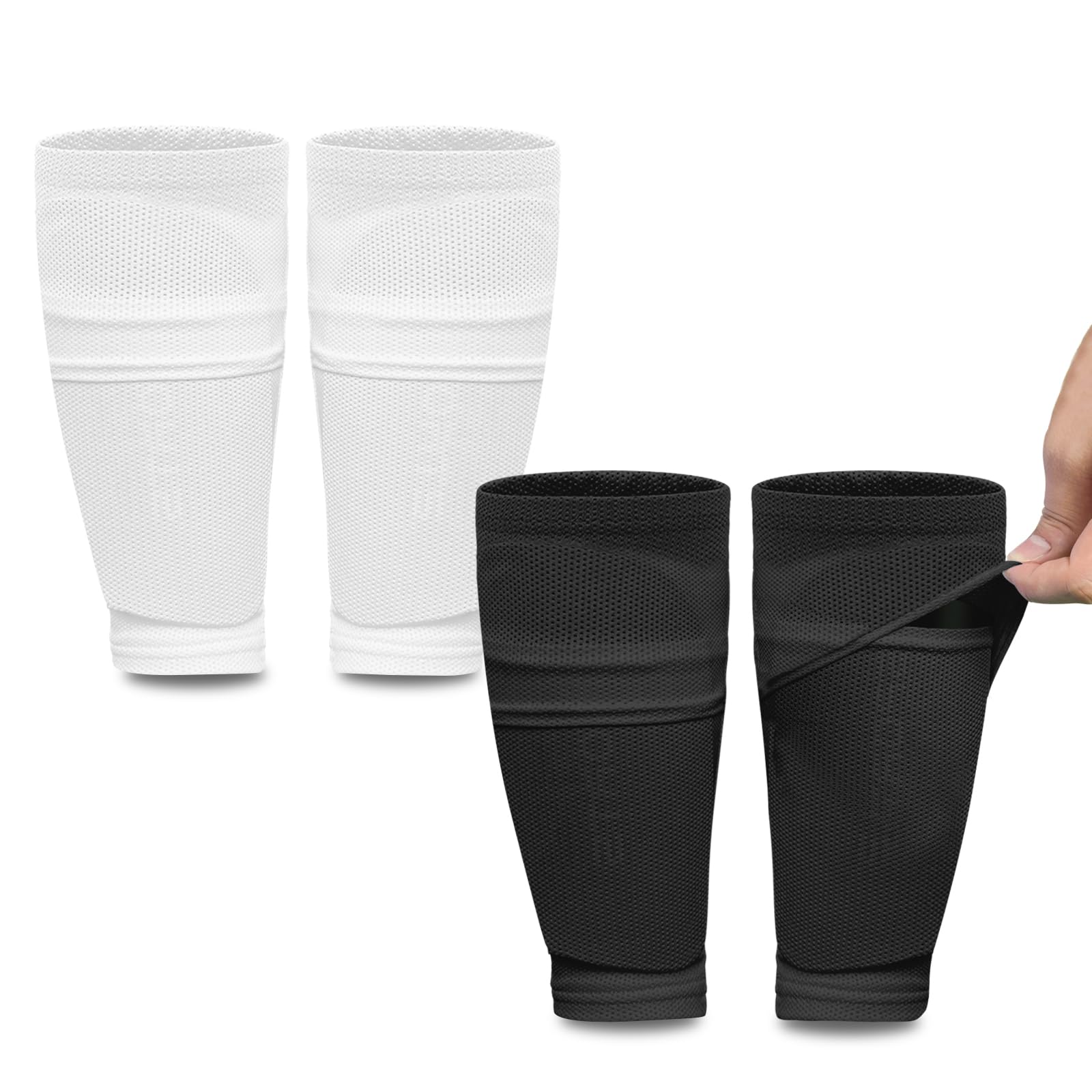 Photo 1 of ATHCISE 2 Pairs Kids Youth Soccer Shin Guard Sleeves with Optimized Insert Pocket, Shin Pad Compression Sleeves for 3-15 Years Old Boys Girls Child Teens for Soccer Sport