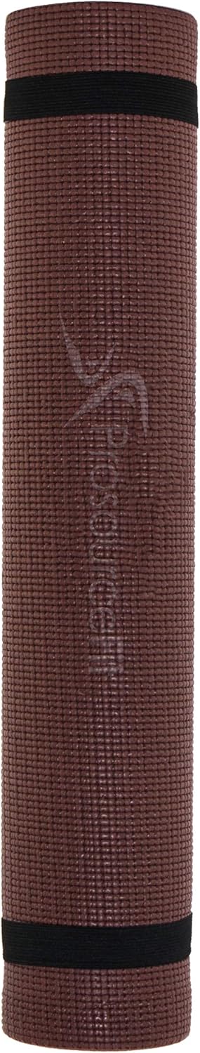 ProsourceFit Original Yoga Mat ¼" Thick for Comfort and Stability with Carrying Straps, Brown/Pink : Sports & Outdoors
