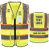 AYKRM Custom Logo Personalised Printed High Visibility Reflective 2 two tone work construction Safety Vest