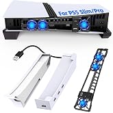 FASTSNAIL Horizontal Stand &amp; Cooling Fan for PS5 Pro/Slim Console - White | Cooling Stand with Auto 3 Fans Speed by Temperature, Controller Charging Station, USB Hub 4 Port for PS5 Slim/Pro Accessories