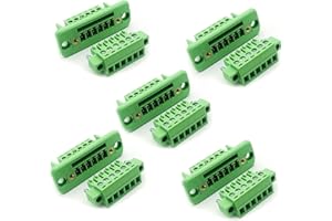 XUGERIP 5 Set 6-Pin 3.81mm Pitch Screw Terminal Block Connector,Through-Wall Terminal Connectors - Phoenix Type - 8A, 300V, 16-28AWG