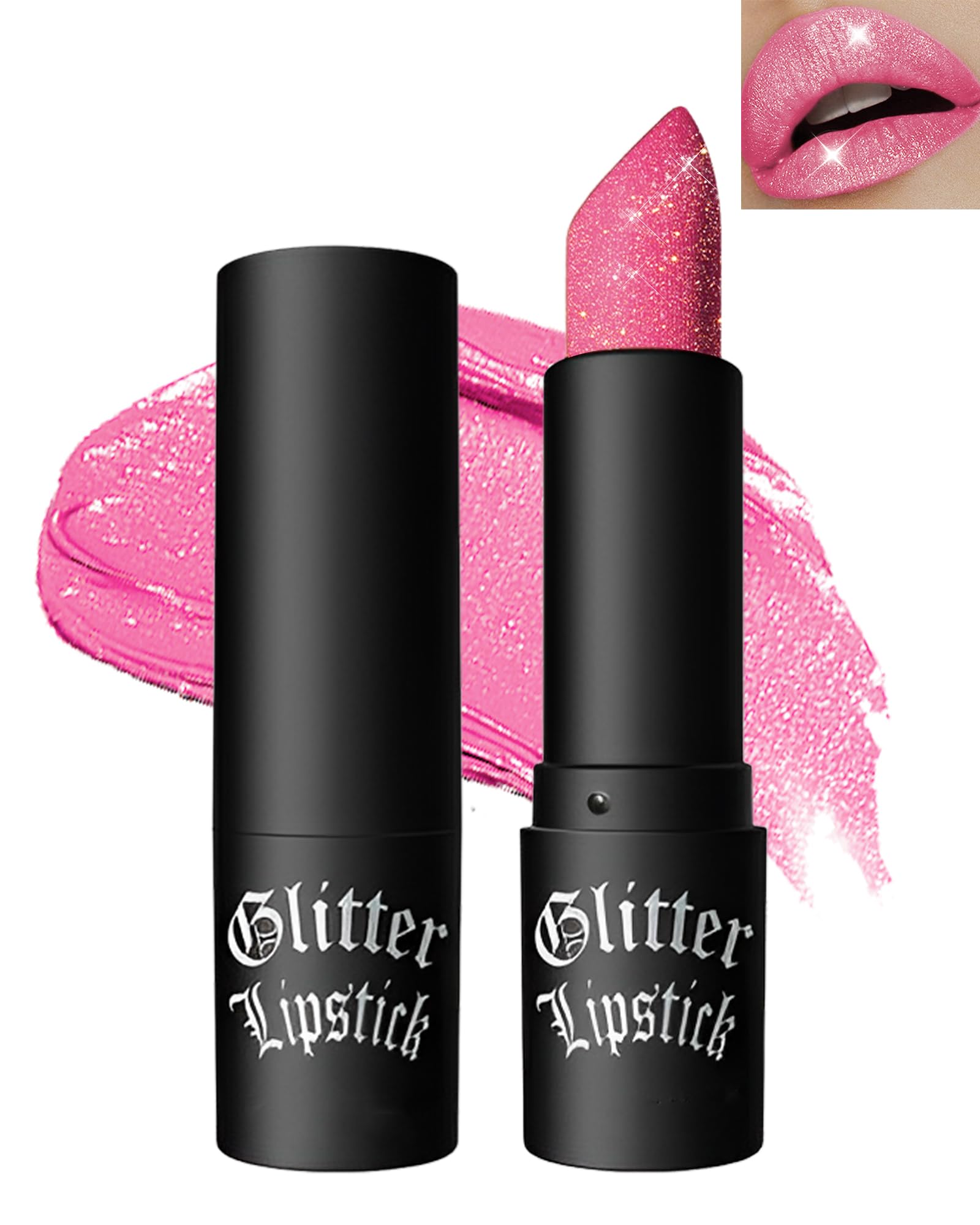 Diamond Glitter Matte Lipstick, Shiny Lip Gloss, Sparkling High Pigment Longlasting Waterproof Smudgeproof Non-Stick Cup Lipstick, Shimmer Lip Blam for Women Stage, Cosplay, Halloween Party Makeup-05