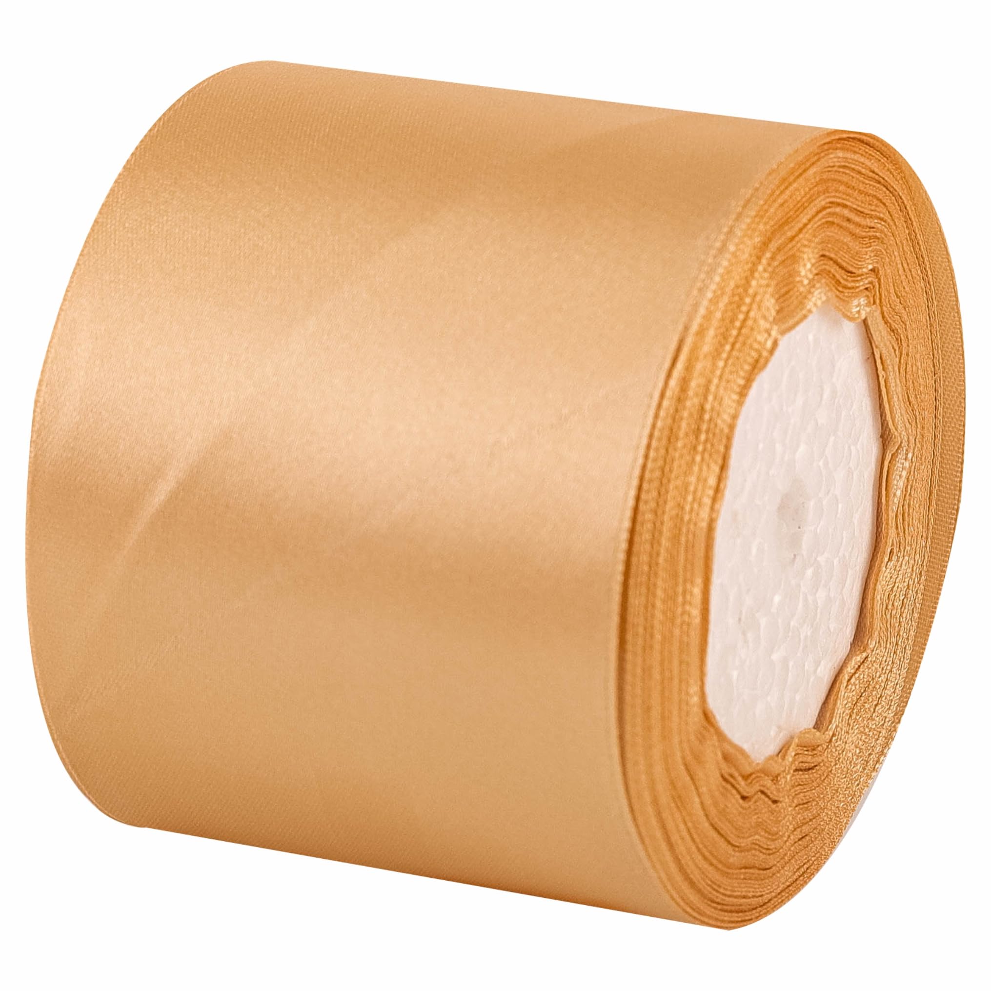 75mm Wide Gold Solid Satin Ribbon for Gift Wrapping 22M,Silk Thick Ribbon Polyester Ribbon 75mm for Crafting Christmas,Hair Bows, Bouquets,Cake,Wedding Car,Party Decoration