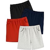 Fulako 4Pack Shorts for Toddler Boy Pull On Short Elastic Waistband Boys Summer Active Shorts with Pockets Clothes Multipacks