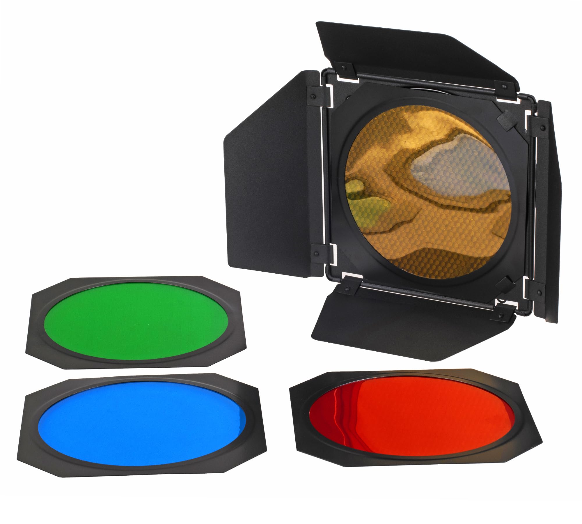 ayex Studio Barn Door Set - Large Barn Door with Honeycomb Attachment and Colour Filters