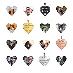 PHOCKSIN Glossy Silver Heart Lockets Personalized