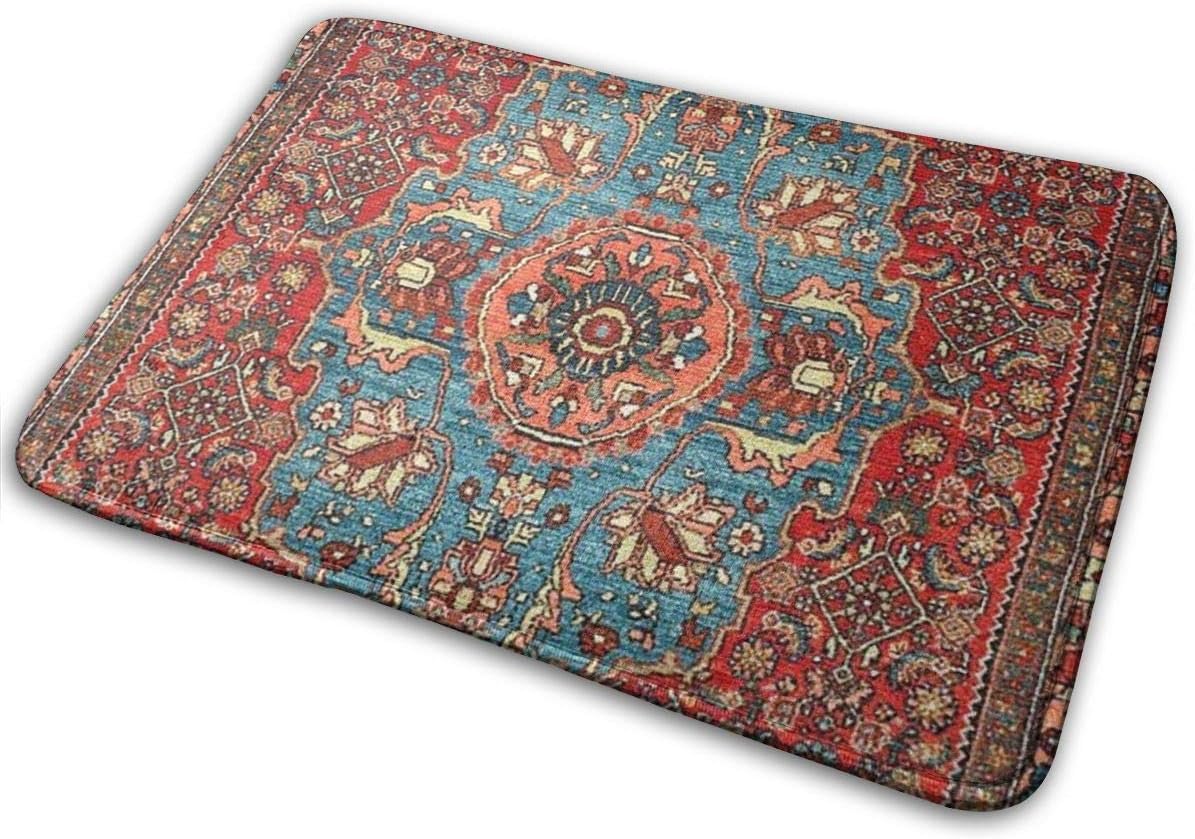 LodiSFOA Bidjar Antique Kurdish North West Persian Welcome Door Mat Floor Mat Carpet Non Slip Rugs Entrance/Indoor/Outdoor/Front Door/Bathroom Mats Home Decor