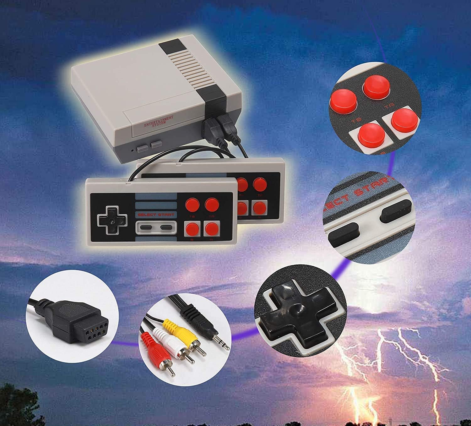 Arrocent Retro Game Console, Classic Mini Video Games Consoles with 620 Games Built in 2 Controllers for NES Style (AV Output): Computers & Accessories