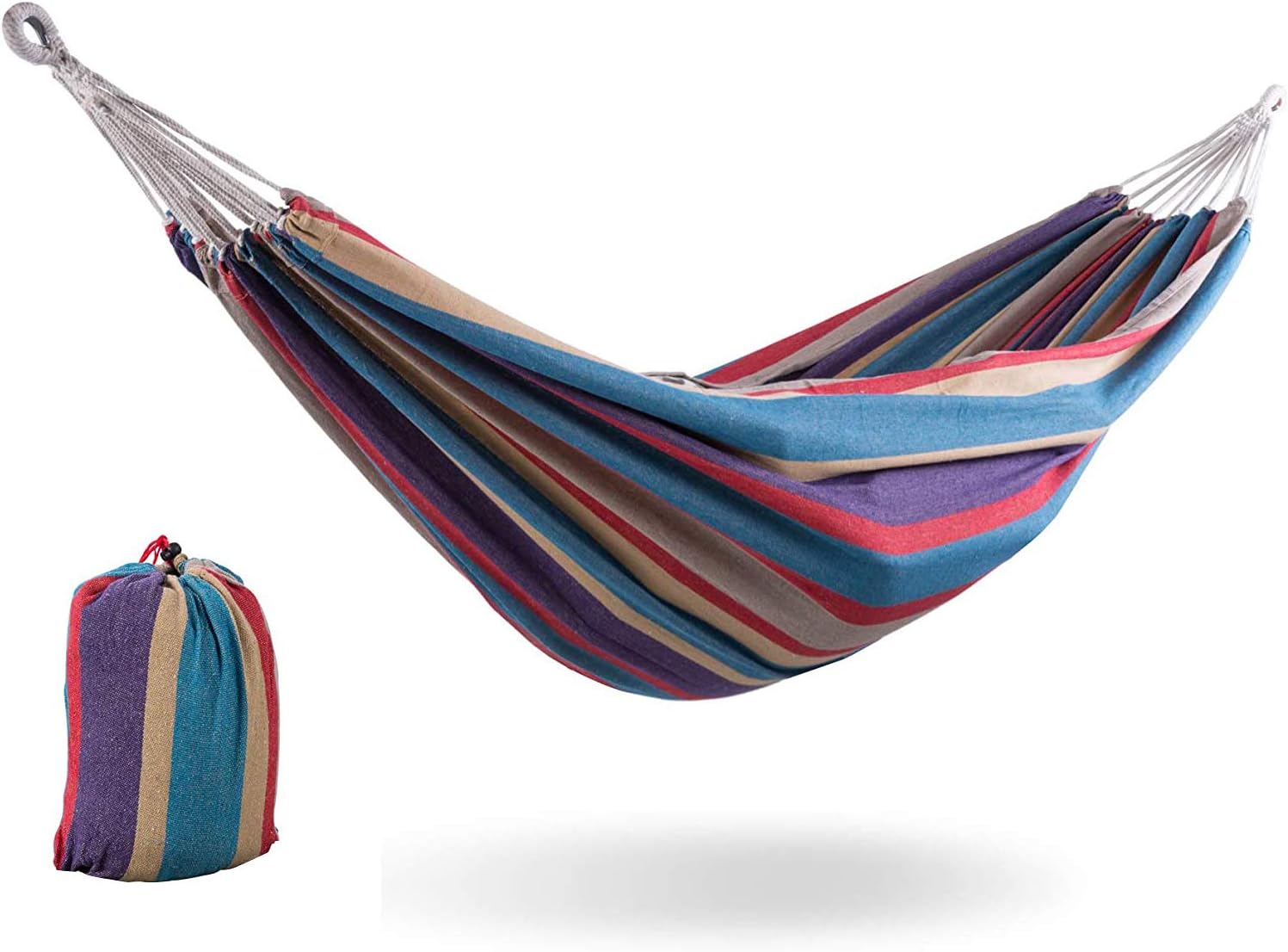 SUNCREAT 12ft Double Brazilian Wide Hammock Cotton Fabric Travel Camping Hammock with 2 Person for Indoor or Outdoor-Tropical : Garden & Outdoor